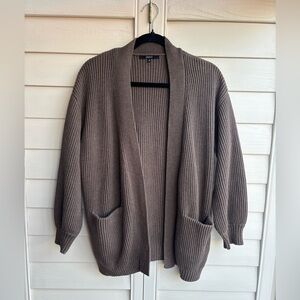 Quince Brown Cotton Oversized Cardigan